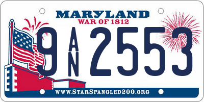 MD license plate 9AN2553