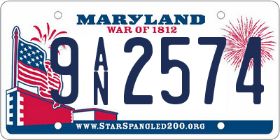 MD license plate 9AN2574
