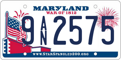 MD license plate 9AN2575