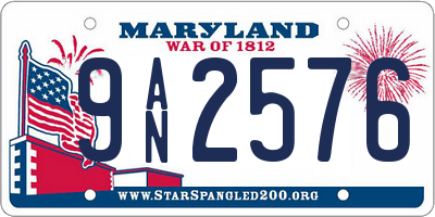 MD license plate 9AN2576