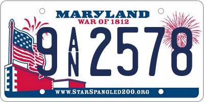 MD license plate 9AN2578