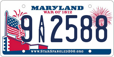 MD license plate 9AN2588