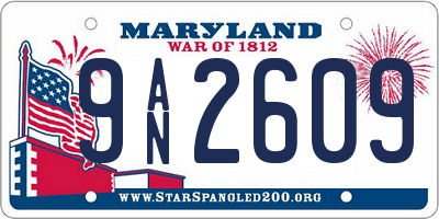 MD license plate 9AN2609