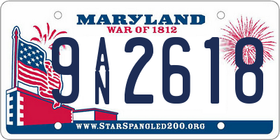 MD license plate 9AN2618