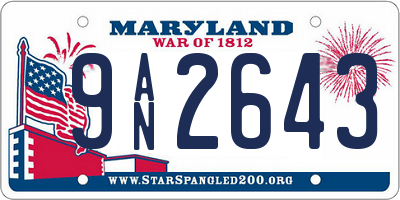 MD license plate 9AN2643