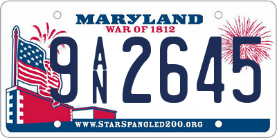 MD license plate 9AN2645