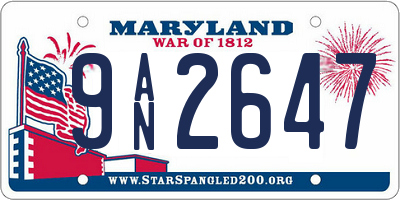MD license plate 9AN2647