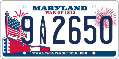 MD license plate 9AN2650
