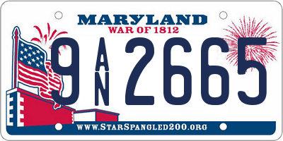 MD license plate 9AN2665