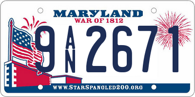 MD license plate 9AN2671