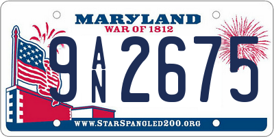 MD license plate 9AN2675