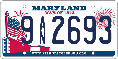 MD license plate 9AN2693