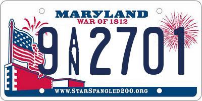 MD license plate 9AN2701