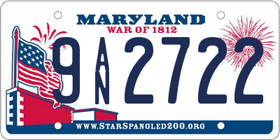 MD license plate 9AN2722