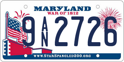 MD license plate 9AN2726
