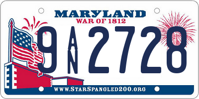 MD license plate 9AN2728