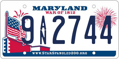 MD license plate 9AN2744
