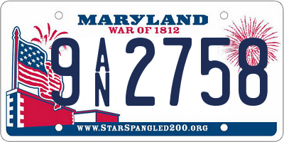 MD license plate 9AN2758