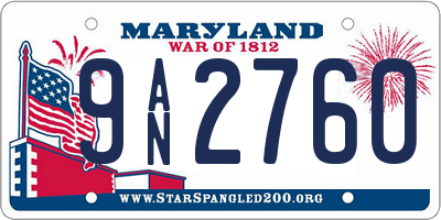 MD license plate 9AN2760