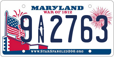 MD license plate 9AN2763