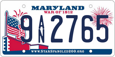 MD license plate 9AN2765