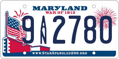 MD license plate 9AN2780