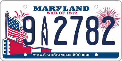 MD license plate 9AN2782