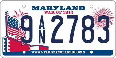 MD license plate 9AN2783