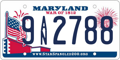 MD license plate 9AN2788