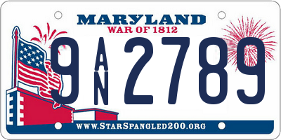 MD license plate 9AN2789