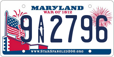 MD license plate 9AN2796