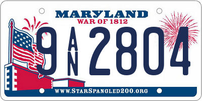 MD license plate 9AN2804