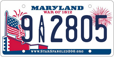 MD license plate 9AN2805