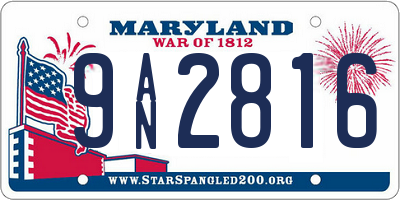MD license plate 9AN2816