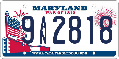 MD license plate 9AN2818