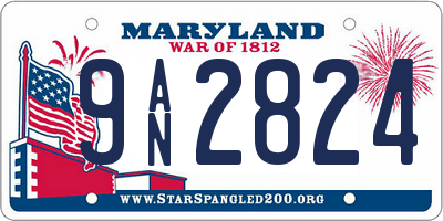 MD license plate 9AN2824