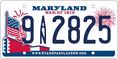MD license plate 9AN2825