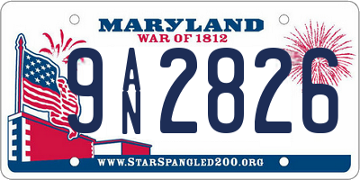 MD license plate 9AN2826