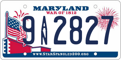 MD license plate 9AN2827