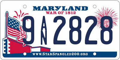 MD license plate 9AN2828
