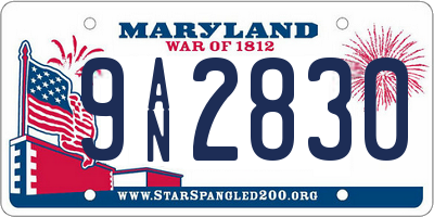 MD license plate 9AN2830