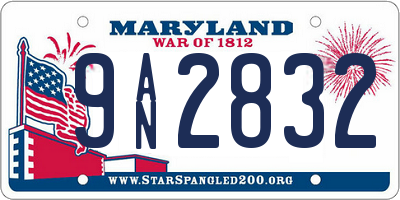 MD license plate 9AN2832