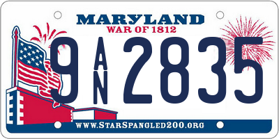 MD license plate 9AN2835