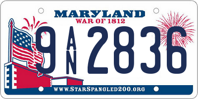 MD license plate 9AN2836