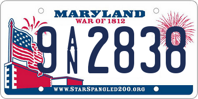 MD license plate 9AN2838