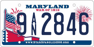 MD license plate 9AN2846