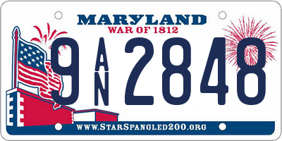 MD license plate 9AN2848