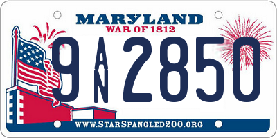 MD license plate 9AN2850