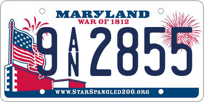 MD license plate 9AN2855