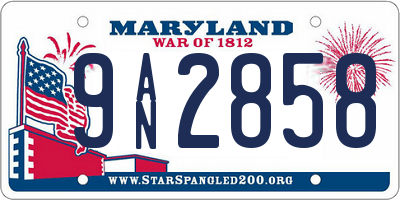 MD license plate 9AN2858